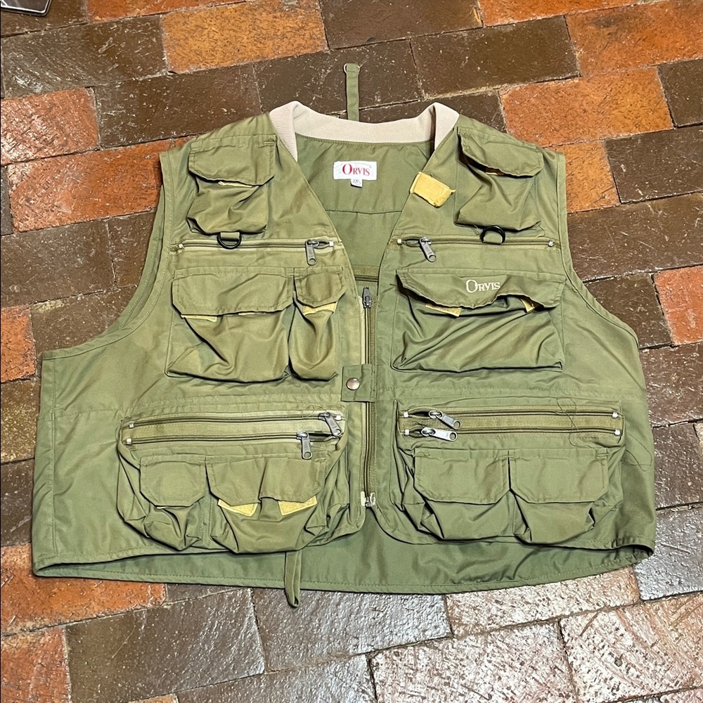 MEN VEST XXL Orvis Multi pocket Olive. Safari adventure. Fishing Hunting 1110